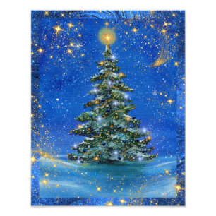 Stil kerstboomnacht door Renee Lavoie Foto Afdruk