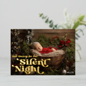 Stil Kerstnacht Baby's Eerste Kerstfeest Minimaal Folie Feestdagenkaart (Staand Voorkant)