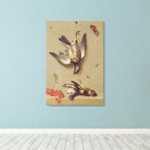 stil leven van dode vogels en kersen, 1712 canvas afdruk (Insitu (Houten vloer))