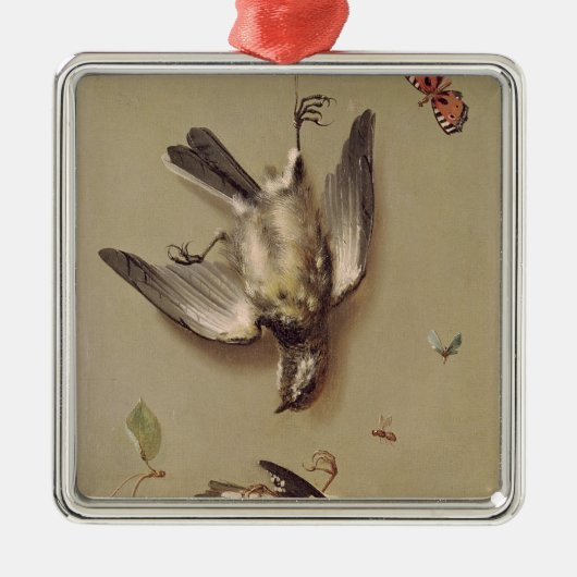 stil leven van dode vogels en kersen, 1712 metalen ornament (Voorkant)