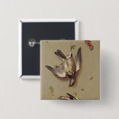 stil leven van dode vogels en kersen, 1712 vierkante button 5,1 cm (Voorkant /achterkant)