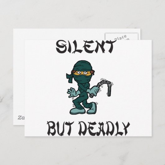 stil maar dodelijk Ninja Fart Briefkaart (Voorkant / Achterkant)