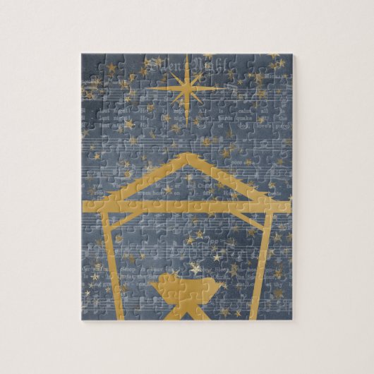 Stil nacht Baby Jezus in de Manger Nativiteit Legpuzzel (Verticaal)