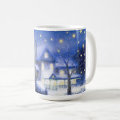 Stil nacht. Snowy Village kerstcadeau Koffiemok (Voorkant rechts)