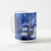 Stil nacht. Snowy Village kerstcadeau Koffiemok (Voorkant links)