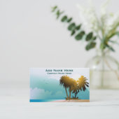 Stil strand met palmbomen en blauw water visitekaartje (Staand voorkant)
