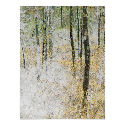 "Stil" - Transformeerde foto van bomen in een bos Afdruk (Voorkant)
