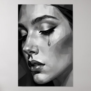 Stil Verdriet Monochroom Portret Poster