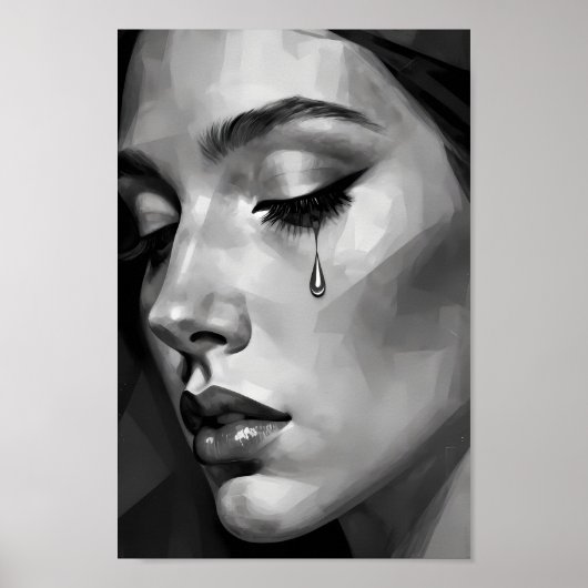 Stil Verdriet Monochroom Portret Poster (Voorkant)