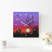 stil - Waterverf Vierkante Klok (Huis)