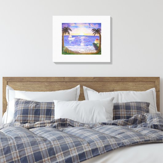 Stil zomer op het strand canvas afdruk (Insitu (Slaapkamer))