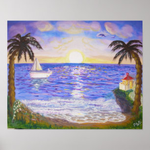 Stil zomer op het strand poster