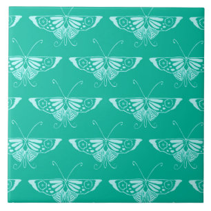 Stileer Deco butterfly - turquoise en aqua Tegeltje