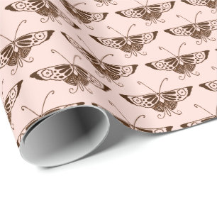 Stileer Deco-vlinder - chocolade en perziken Cadeaupapier