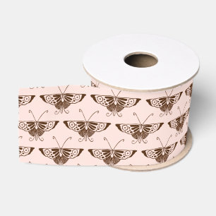Stileer Deco-vlinder - chocolade en perziken Grosgrain Lint