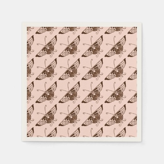 Stileer Deco-vlinder - chocolade en perziken Servetten (Voorkant)