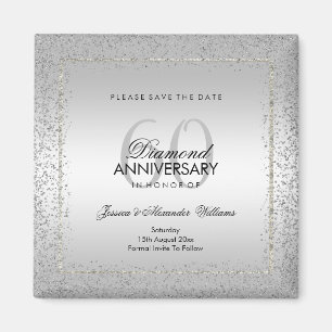 Stileer Zilver Confetti 60th Wedding sparen de Dat Magneet
