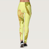 Stileerde gele roze bloemen leggings (Achterkant)