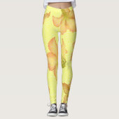 Stileerde gele roze bloemen leggings (Voorkant)