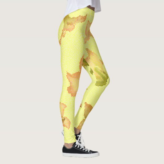Stileerde gele roze bloemen leggings (Rechts)