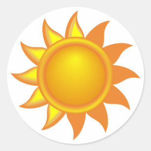 Stileerde gele zon ronde sticker
