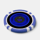 Stileerde Lijst Damask 500 Monogram Blue Poker Chi Chips (Enkel)