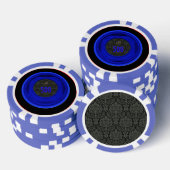 Stileerde Lijst Damask 500 Monogram Blue Poker Chi Chips (Opstapeling)