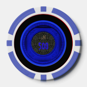Stileerde Lijst Damask 500 Monogram Blue Poker Chi Chips