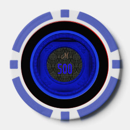 Stileerde Lijst Damask 500 Monogram Blue Poker Chi Poker Chips