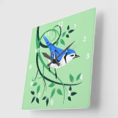 Stileerde vogelkunst Blue Jay Vierkante Klok (Hoek)