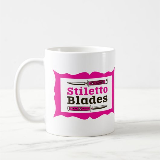 Stiletto-blades in lijst koffiemok (Links)