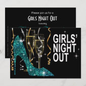 Stiletto Champagne Girls Night Out turquoise Kaart (Voorkant / Achterkant)