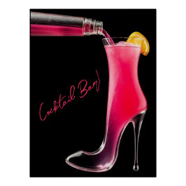 Stiletto en cocktail-bar teken perfect poster