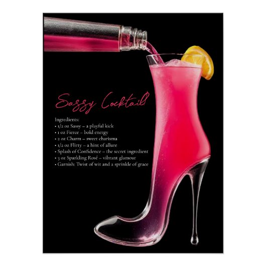 Stiletto en cocktails-barteken perfect poster (Voorkant)