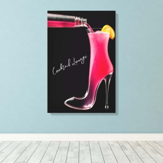 Stiletto en cocktails canvas afdruk (Insitu (Houten vloer))