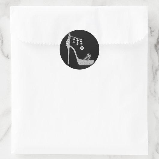 "Stiletto en juwelen" Ronde Sticker (Tas)