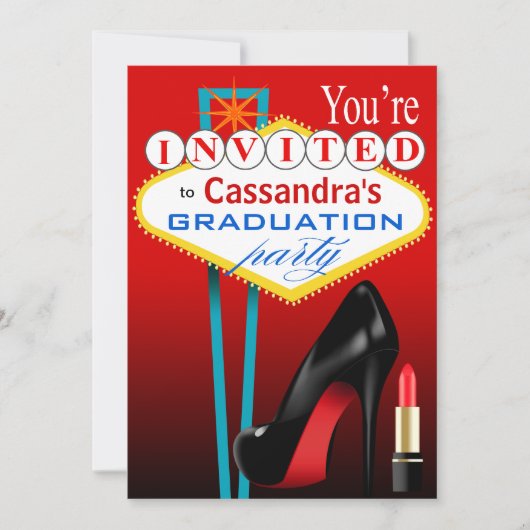 Stiletto en Lipstick Las Vegas Feest rood Kaart (Voorkant)