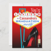 Stiletto en Lipstick Las Vegas Partij rood Kaart (Voorkant)