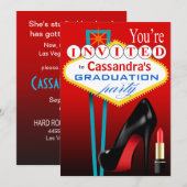 Stiletto en Lipstick Las Vegas Partij rood Kaart (Voorkant / Achterkant)