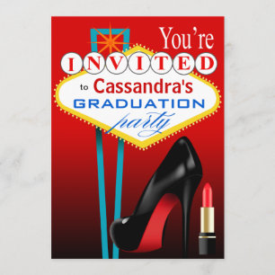 Stiletto en Lipstick Las Vegas Partij rood Kaart