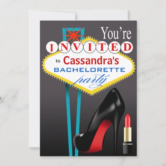 Stiletto en Lipstick Las Vegas Party black Kaart (Voorkant)