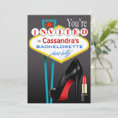 Stiletto en Lipstick Las Vegas Party black Kaart (Staand voorkant)