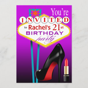 Stiletto en Lipstick Las Vegas Party paars Kaart