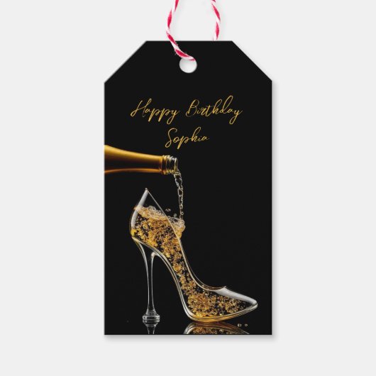 Stiletto en mousserende wijn cadeaulabel (Voorkant)