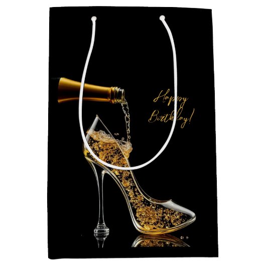 Stiletto en Mousserende Wijn Gift Bag Medium Cadeauzakje (Voorkant)