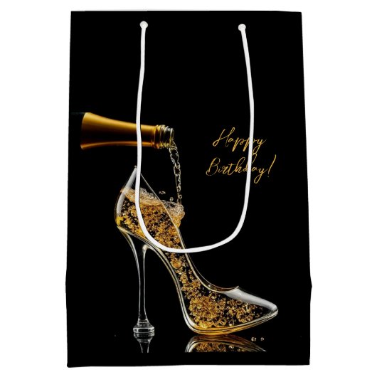 Stiletto en Mousserende Wijn Gift Bag Medium Cadeauzakje (Achterkant)