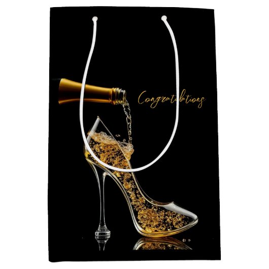 Stiletto en Mousserende Wijn Gift Bag Medium Cadeauzakje (Voorkant)