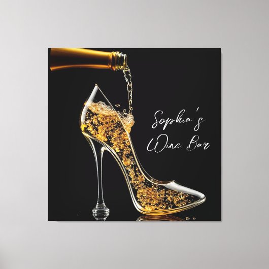 Stiletto en mousserende wijn-wijnbar canvas afdruk (Voorkant)