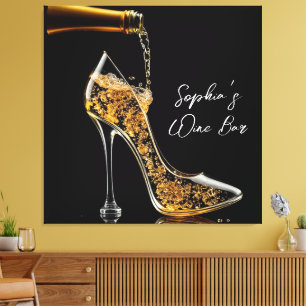 Stiletto en mousserende wijn-wijnbar canvas afdruk