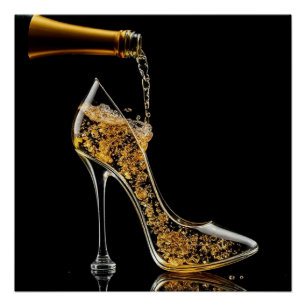 Stiletto en mousserende wijn-wijnbar perfect poster
